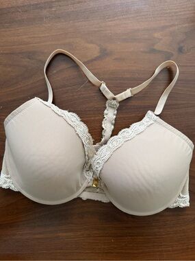 Natori Beige Lace Racerback Front Closure Bra